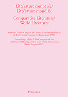 cover of Vol. 5: Littérature comparée, littérature mondiale/Comparative Literature, World Literature.